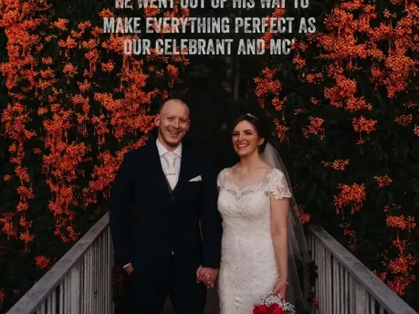 Jake Smith was the marriage celebrant for Amy & Kieran at Eden Gardens, Macquarie Park, New South Wales, and they gave him a five star rating for his wedding celebrant services.