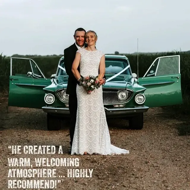 Jake Smith was the marriage celebrant for Brad & Kate at Norwell Motorplex, Gold Coast, Queensland, and they gave him a five star rating for his wedding celebrant services.