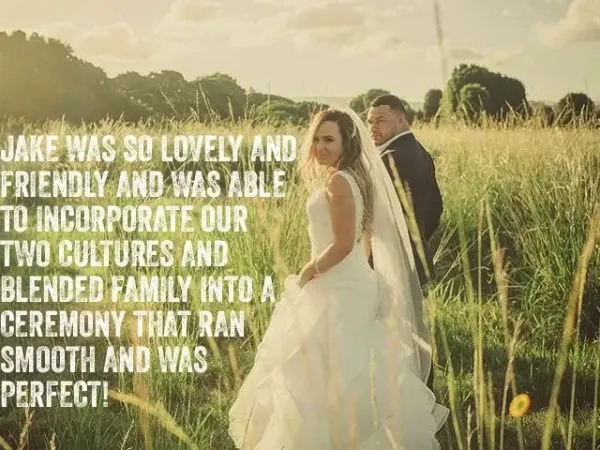 Jake Smith was the marriage celebrant for David & Tarryn at Braeside Chapel At Gin House Creek Estate, Merrimac, Queensland, and they gave him a five star rating for his wedding celebrant services.