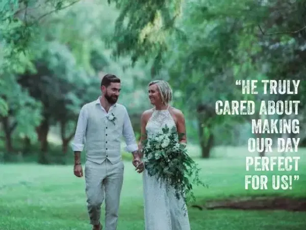 Jake Smith was the marriage celebrant for Dylan & Kim at Bundaleer Rainforest Gardens, Brookfield, Brisbane, Queensland, and they gave him a five star rating for his wedding celebrant services.