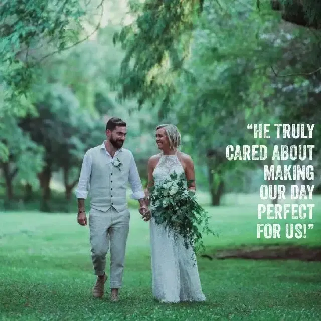 Jake Smith was the marriage celebrant for Dylan & Kim at Bundaleer Rainforest Gardens, Brookfield, Brisbane, Queensland, and they gave him a five star rating for his wedding celebrant services.