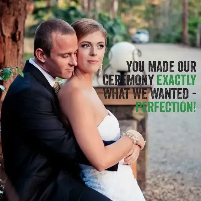 Jake Smith was the marriage celebrant for George & Laura at Ecostudio, Mudgeeraba, Queensland, and they gave him a five star rating for his wedding celebrant services.
