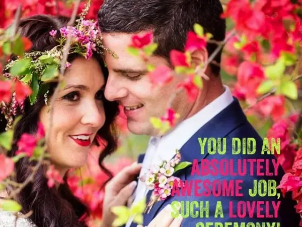 Jake Smith was the marriage celebrant for Gerard & Noelene at Yandina Station, Yandina, Queensland, and they gave him a five star rating for his wedding celebrant services.