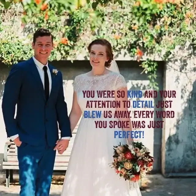 Jake Smith was the marriage celebrant for Grant & Courtney at Broadway Chapel, Brisbane, Queensland, and they gave him a five star rating for his wedding celebrant services.