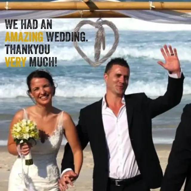 Jake Smith was the marriage celebrant for Jamie & Trudy, and they gave him a five star rating for his wedding celebrant services.