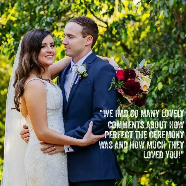 Jake Smith was the marriage celebrant for Jayden & Vanessa at Gabbinbar, Toowoomba, Queensland, and they gave him a five star rating for his wedding celebrant services.