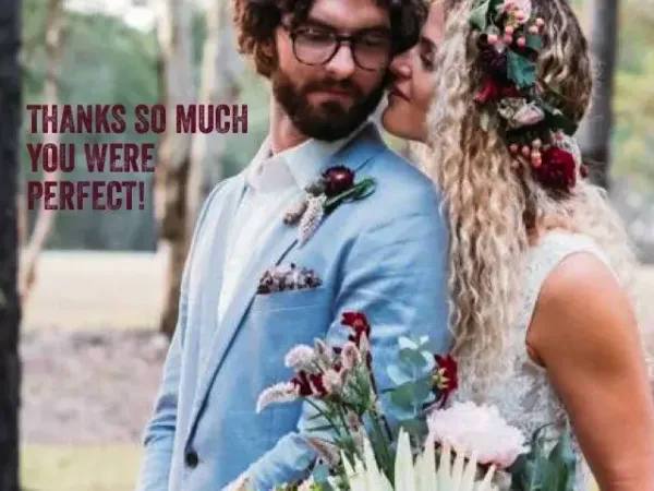 Jake Smith was the marriage celebrant for Joel & Cass, and they gave him a five star rating for his wedding celebrant services.