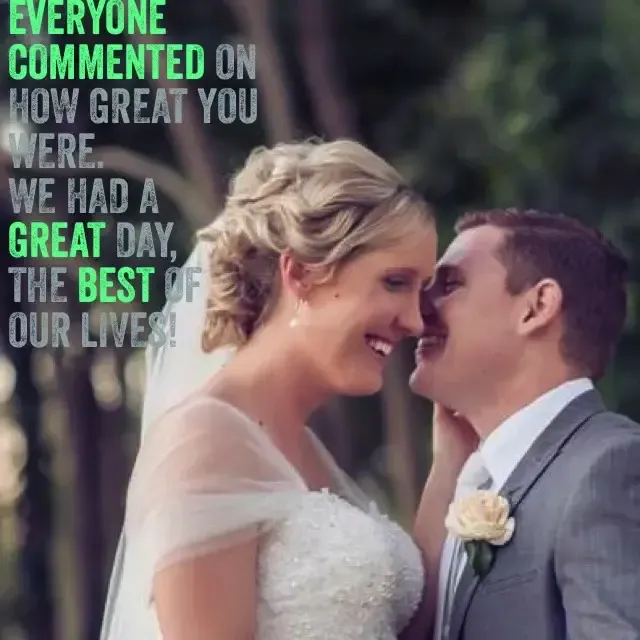 Jake Smith was the marriage celebrant for Joel & Sally at Southport Golf Club, Southport, Queensland, and they gave him a five star rating for his wedding celebrant services.