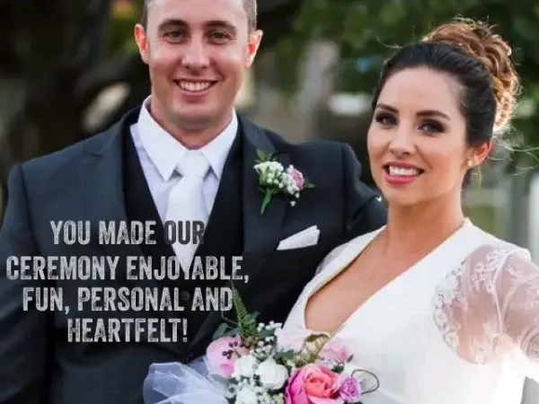 Jake Smith was the marriage celebrant for Justin & Amy, and they gave him a five star rating for his wedding celebrant services.