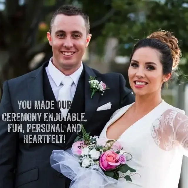 Jake Smith was the marriage celebrant for Justin & Amy, and they gave him a five star rating for his wedding celebrant services.