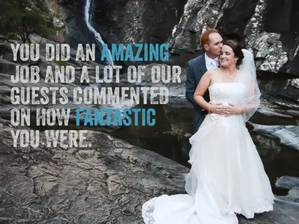 Jake Smith was the marriage celebrant for Mark & Jess at Tamborine Gardens, Mount Tamborine, Queensland, and they gave him a five star rating for his wedding celebrant services.