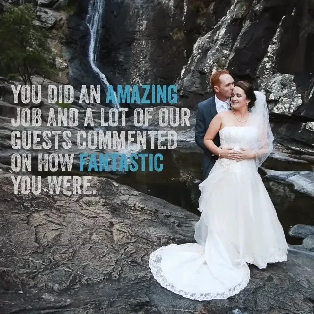 Jake Smith was the marriage celebrant for Mark & Jess at Tamborine Gardens, Mount Tamborine, Queensland, and they gave him a five star rating for his wedding celebrant services.