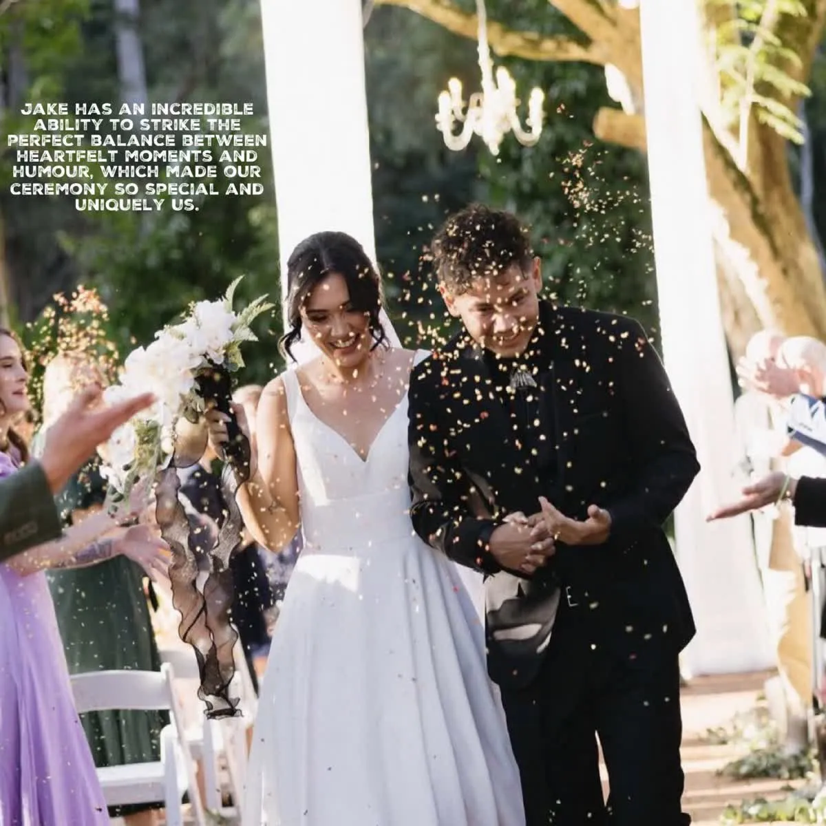 Jake Smith was the marriage celebrant for Hayley & Storm at Bundaleer Rainforest Gardens, Brookfield, Brisbane, Queensland, and they gave him a five star rating for his wedding celebrant services.