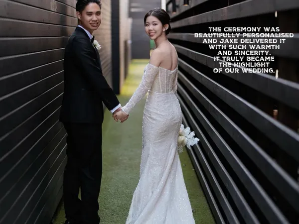 Jake Smith was the marriage celebrant for Sheryn & Pierre at The Refinery, Newstead, Queensland, and they gave him a five star rating for his wedding celebrant services.