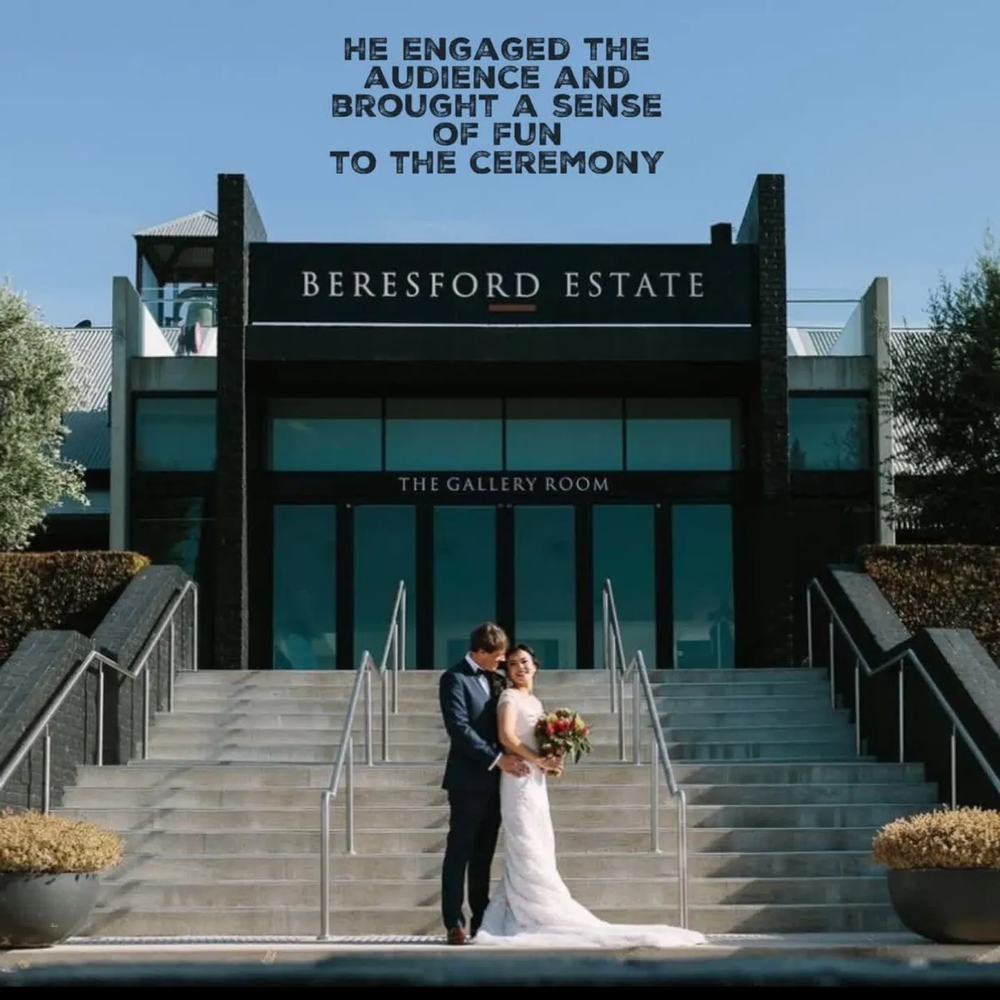 Jake Smith was the marriage celebrant for Amy & Andrew at Beresford Estate, Mclaren Flat, South Australia, and they gave him a five star rating for his wedding celebrant services.